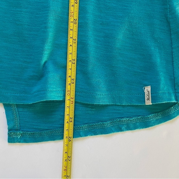 Woolrich Shirt Small Turquoise Split Open Back Yoga Hiking 100% Cotton Women’s - Picture 14 of 15